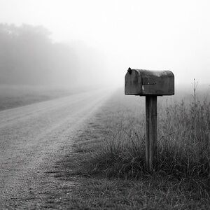 Solitary Country Mailbox Black & White Photography Print